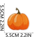 Detailed view showing dimensions of 5.5cm orange pumpkin embroidery iron-on patch - Style 28