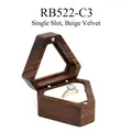 Pentagon walnut wood jewelry box with transparent window and beige velvet single slot - No Engraving / Single Slot Beige Velvet
