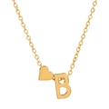 Gold heart pendant necklace with capital letter B on a delicate thin chain - Letter B (10018)