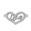 Silver heart-shaped Love pendant connector for DIY jewelry bracelets and necklaces - Steel 571# Love Heart Connector / 16.5*29mm
