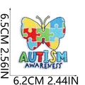 Detailed butterfly puzzle embroidery patch for Autism Awareness with dimensions 6.5x6.2cm - No.16-Multicolor Puzzle Butterfly