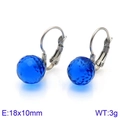 Deep blue faceted crystal hook earrings in silver finish with size markings - Silver Blue