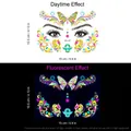Tatuaggi viso farfalla neon stile JFA-001 con effetto luce UV per i festival musicali - Polvere d'oro fluorescente JFA-001