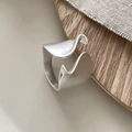 Minimalist wide band 925 silver ring featuring a unique wavy sculptural open design - Silver Curved Wide (JZ0841)
