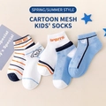 Five pairs of breathable mesh cotton socks for children with various cartoon patterns - Puppy Mesh (Assorted)