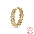 Detail of 925 sterling silver gold huggie earring with sparkling cubic zirconia stones - Gold #5