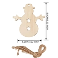 Wooden snowman ornament with twine string showing dimensions 3.5x3.2 inches for decor - Snowman / 10 Pieces Pack