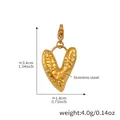 Golden stainless steel heart pendant with hammered texture for summer 18k gold jewelry - Gold Hammered Heart Pendant (D167)