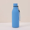 Matte light blue stainless steel sports water bottle with matching carry strap - Rubber Paint Haze Blue with Strap