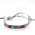 Bohemian braided hat band detail with colorful beads and adjustable black cords - 14 Colorful Decor Beads