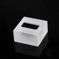 Square silver acrylic ring display stand with black velvet slots on a black background - 4x4cm / Frosted (Single Slot)