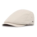 Light beige seersucker newsboy cap for men and women with metal side buckle - Beige