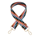 Adjustable wide replacement bag strap with colorful geometric chevron pattern and gold clips - Pink Blue Orange Black Silver Buckle