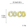Écusson COCO en paillettes jaunes et bord argenté pour vêtements DIY, 22,5 cm - COCO (Jaune/Bord Argenté)