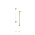 Elegant S925 silver long gold chain tassel earrings with round turquoise gemstones - 925 Silver / Gold