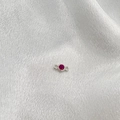 Detail of S925 sterling silver connector with red crystal and dual loops for jewelry DIY - Rhodium Plated Rose Red Zirconia