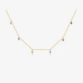 Goldene S925 Silberkette mit bunten Marquise-Steinen im minimalistischen Stil für Damen - 18K Gold Regenbogen