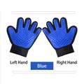 Blue silicone pet grooming gloves for left and right hands with breathable mesh and velcro - Left Hand / Blue