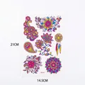 Luminous floral butterfly temporary tattoo with mandala and paisley patterns, 21x14.5cm - Fluorescent OHB-007