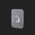 Transparent self-adhesive wall hook with rectangular base on a black background - Single Row Horn Hook