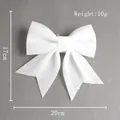 Sparkling white Christmas bow decoration with gold glitter, size 20x17cm for tree decor - White