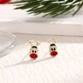 Boucles d'oreilles renne festives en métal doré avec finition émail rouge et vert - EAR0001-Renne de Noël
