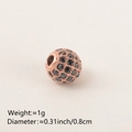 Rose gold copper bead with black zircon inlay for DIY jewelry bracelet and necklace - 8MM Black Zirconia Rose Gold Plated