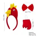 Set de déguisement de coq rouge 3 pièces avec serre-tête en peluche nœud et queue - Ensemble 3 Pièces Coq Rouge