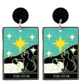 Punk style acrylic earrings featuring The Star tarot card design in blue and yellow - Star