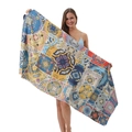 Bohemian mandala pattern double-sided microfiber beach towel with vibrant floral design - B56-Mandala Patchwork Bohemian Style