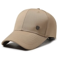 Khaki cotton baseball cap for men featuring a six-panel design and side metal shield badge - Adjustable / Khaki