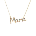 18k gold plated necklace with MAMA pendant featuring colorful cubic zirconia stones - Colorful Zirconia MAMA / Gold