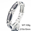 Bracciale maschile industriale in acciaio inossidabile con gomma nera e chiusura - Bicolore Nero (KB186979-KFC)