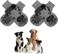Gray knitted waterproof dog socks with anti-slip paw prints and velcro straps - Gray Single-sided Adhesive [opp Bag] / S