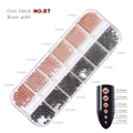 Gun black and rose gold nail art beads in a 12-grid storage box for DIY manicure - Mixed Gun Black & Rose Gold (NO.07)