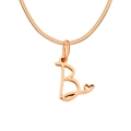 Rose gold snake chain necklace with letter B heart pendant on white background - Letter B / Rose Gold