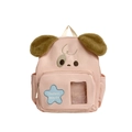 Cute pink puppy backpack for kindergarten kids with plush ears and star pattern - Pink Large