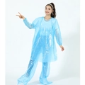 Dettaglio completo completo antipioggia blu impermeabile con cappuccio e polsini elastici - Completo Impermeabile e Pantaloni / Blu brillante