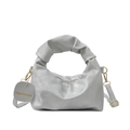 Bolso de mano plateado metalizado con asa plisada y correa de hombro ajustable - Plateado