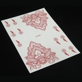 Vermillion red henna lace tattoo sticker with mandala floral design for hands, model J1016 - J1016 Red