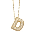 Macro detail of gold-plated balloon letter D pendant paved with sparkling zircons - Gold - Letter D (Pendant Only)
