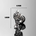 Silver stainless steel cat ear earring in flame design with a hanging ring 0.74x1.69cm - Flame with Ring Style (S367)