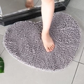 Absorbent grey heart-shaped chenille bathroom mat with non-slip backing - Silver Gray