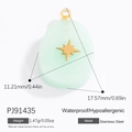 Light green natural stone perfume bottle pendant in gold-tone stainless steel - PJ91435-Light Green Stone Star