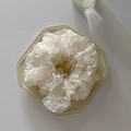 Dettaglio di un elastico per capelli in chiffon bianco con ruches su un piatto - Bianco Sporco