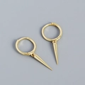 Minimalistische S925 Silber Creolen mit vergoldeten Kegel-Anhängern in polierter Optik - 925er Silber / Goldfarbe (Paar)