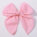 4.5 inch light pink fabric hair bow clip made of natural linen for girls and toddlers - Light Pink (2832-12)