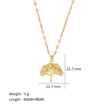 Gold tree of life necklace with zircon stones, 21.7mm pendant and 40cm+6cm chain - Gold