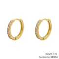 Detailed view of gold hoop earrings with sparkling cubic zirconia inlay and measurements - 1 Pair / VE1054 Gold 16mm