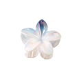 Iridescent pearly white frangipani flower hair claw clip with shimmering finish - 8cm New Gradient Color - Blue And White